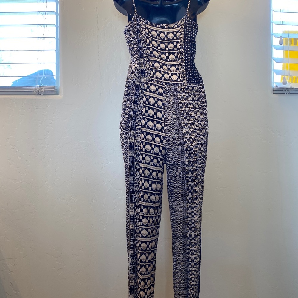 Black & Cream Romper retro pattern Size XS - Picture 2 of 6